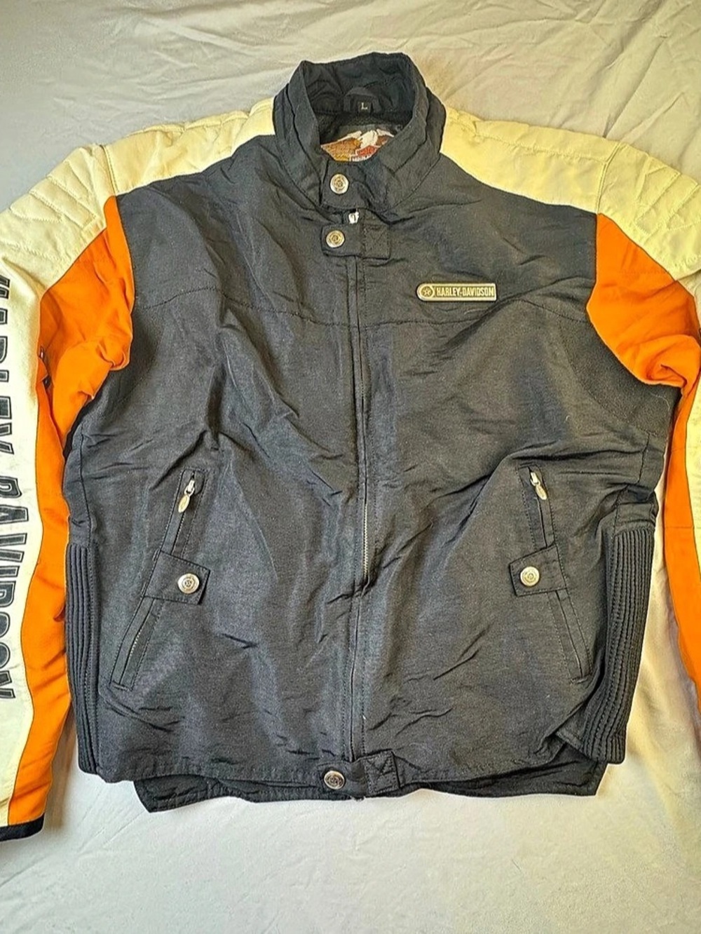 Harley-Davidson Vintage Nylon Riding Bomber Jacket Large NWOT MotorClothes Black